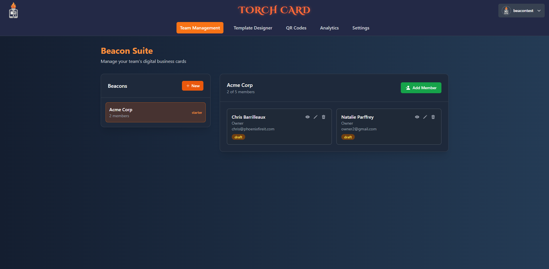 Beacon Suite Dashboard